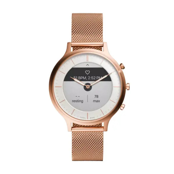 Fossil Hybrid Smartwatch HR Charter 42mm - Rose Gold-Tone Stainless Steel Mesh