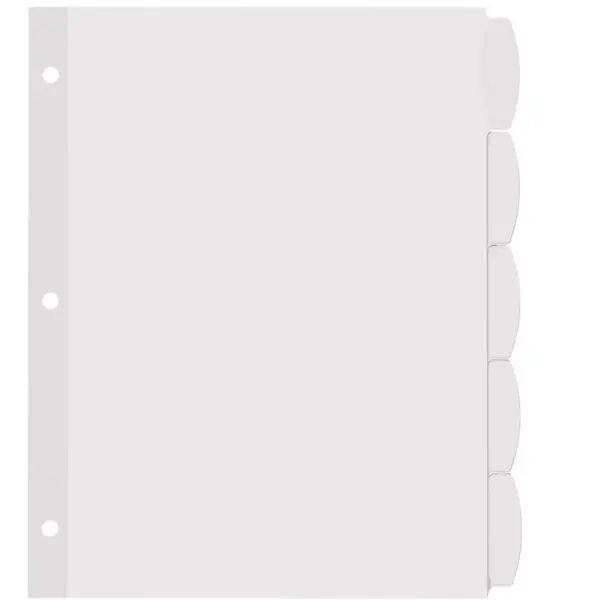 Avery Easy Peel White Label Tab Dividers 5-Tab 6/PK White 14432