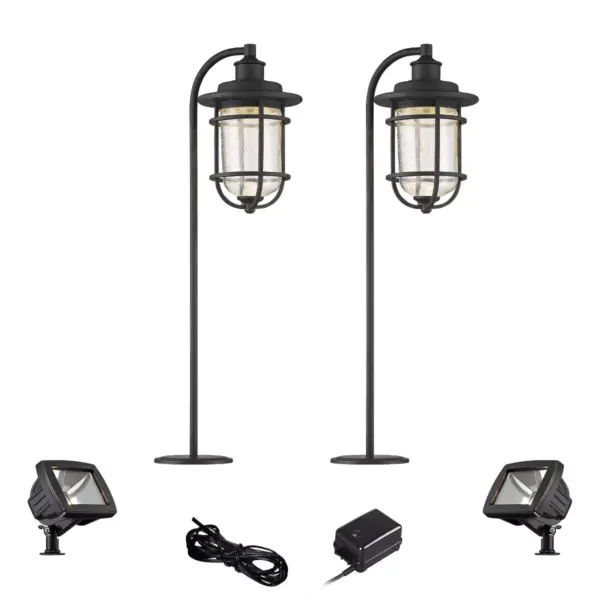 John Timberland Markham Textured Black 6-Piece LED Path and Flood Light Set