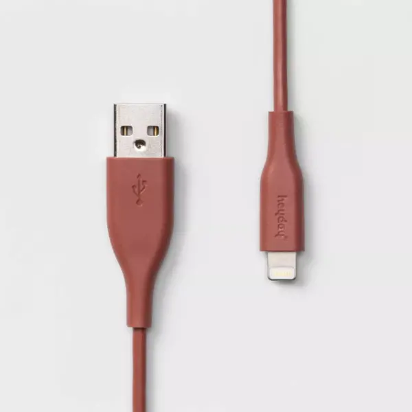 heyday™ 3' Lightning to USB-A Round Cable - Dusty Coral