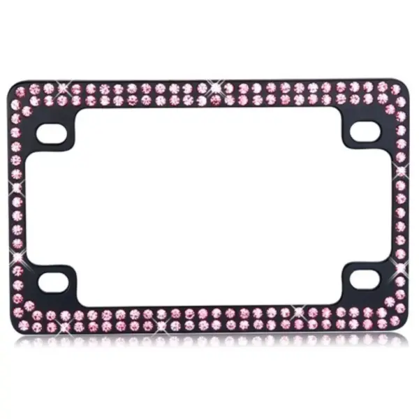 MYBAT Double Row Black Metal Motorcycle Frame with Pink Crystals