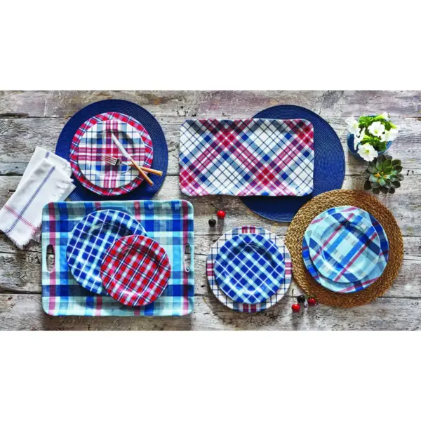 TAG Jessie Red, White & Blue Patriotic Melamine Dinner Plate Set Of 4 Dinnerware Serving Plate