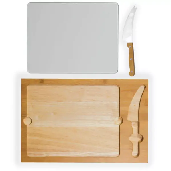 Rubberwood and Bamboo Iron Cheese Cutting Board - Picnic Time