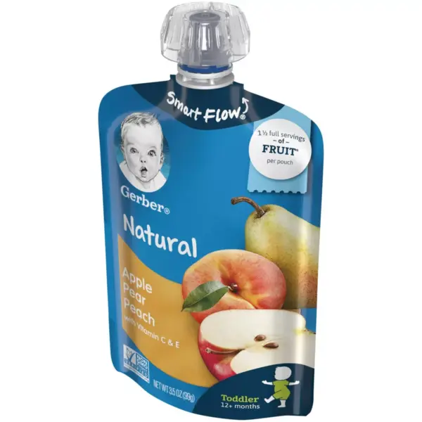 Gerber Toddler Apple Pear Peach Baby Food Pouch - 3.5oz