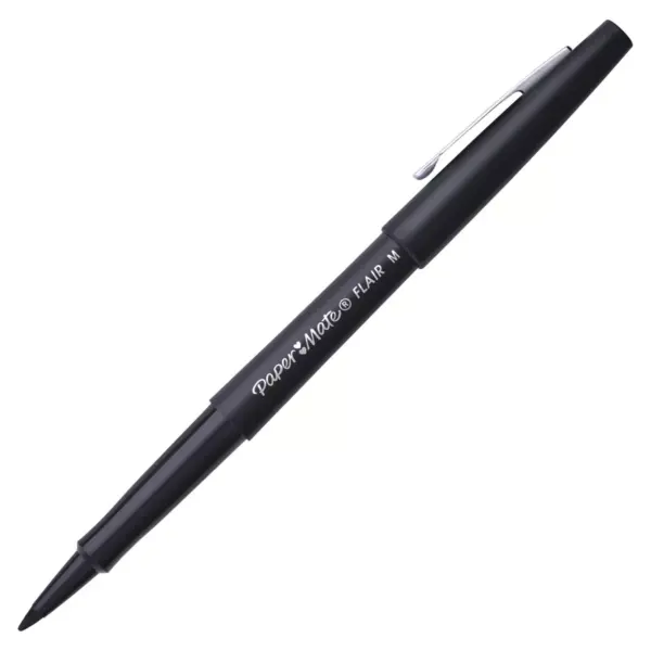 Paper Mate Flair Felt Tip Pens, Medium Point, Black, pk of 36