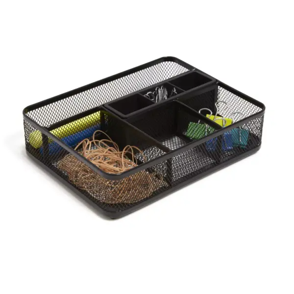 TRU RED 7 Compartment Mesh Drawer Organizer, Matte Black TR57544-CC