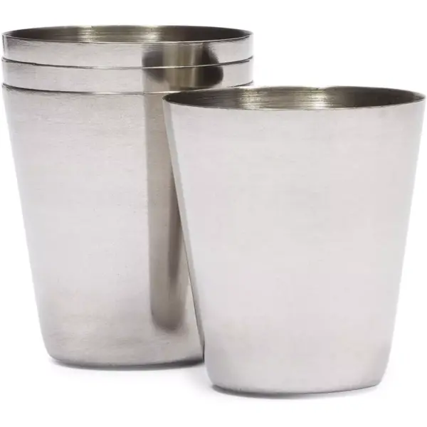 Okuna Outpost 4 Pack Stainless Steel Shot Glasses Cup Drinking Tumbler with Leather Case (50ml, 1.6oz)