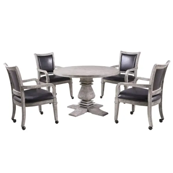 Hathaway Montecito Dining and Poker Table Set with Four Chairs - Driftwood