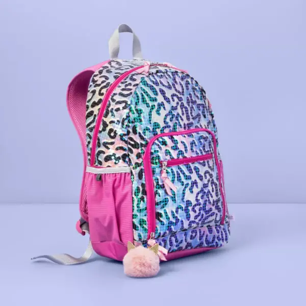 17" Kids' Backpack Leopard Sequin - More Than Magic™