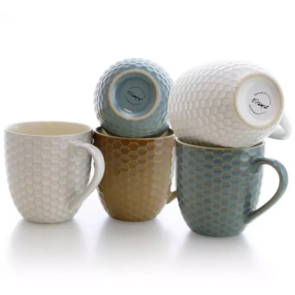 15oz 6pk Stoneware Modern Hexagon Assorted Mugs - Elama