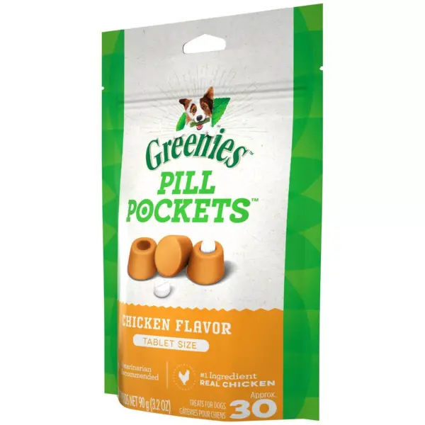 Greenies Tablet Size Pill Pockets Chicken Flavor Dental Dog Treats - 30ct/3.2oz