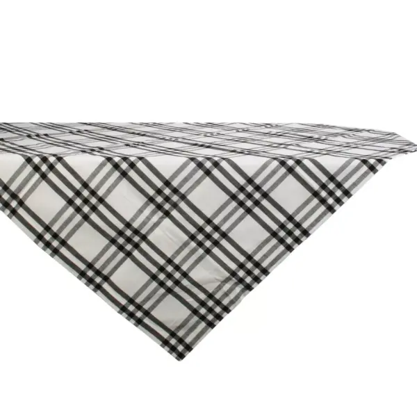 40" Cotton Homestead Plaid Table Topper Black - Design Imports