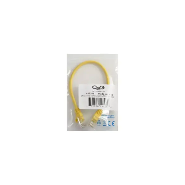 C2G-1ft Cat5e Snagless Unshielded (UTP) Network Patch Cable - Yellow - Category 5e for Network Device - RJ-45 Male - RJ-45 Male - 1ft - Yellow