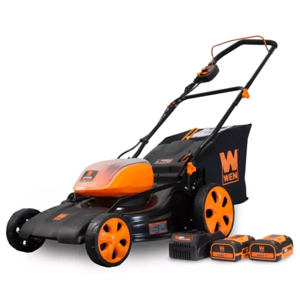 WEN 40439 40V Max 19" Cordless 3-in-1 Lawn Mower With Two Batteries 16gal Bag & Charger