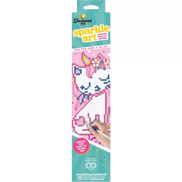 Leisure Arts Sparkle Art Diamond Paint Kit 10.63"X10.63"-Uni-Kitty Pink