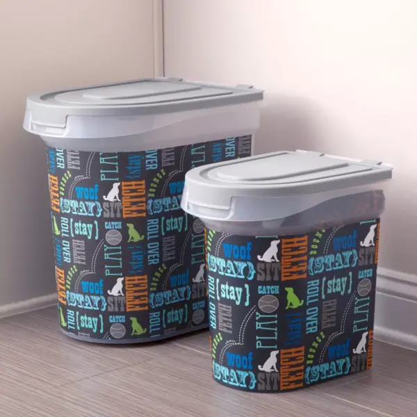 Paw Prints Word Play Design Pet Food Storage Bin - S