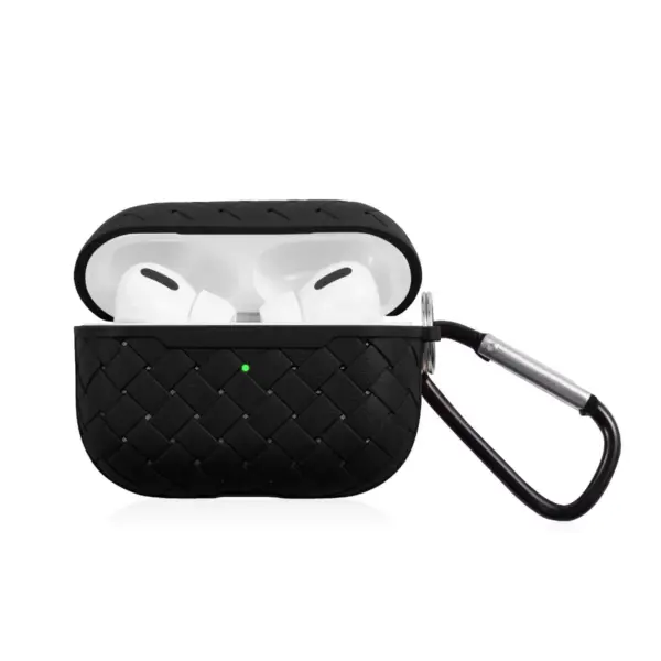 Insten Weave Shape Case For AirPods Pro, Soft TPU Skin Cover with Carabiner, Black