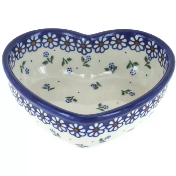 Blue Rose Polish Pottery Jubilee Heart Bowl