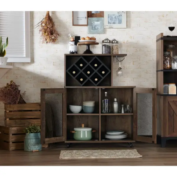 Morse Farmhouse Mobile Wine Cabinet Reclaimed Oak - HOMES: Inside + Out