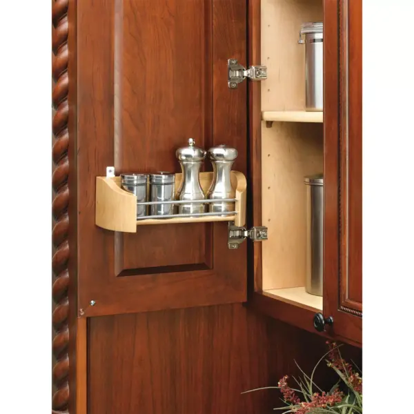 Rev-A-Shelf 4231-11-52 11 Inch Wooden Cabinet Pantry Door Easy Mounting and Installation Utility Storage Tray w/ Chrome Rails for Spices and Supplies