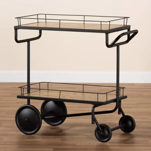 Potter and Serving Cart Wood Brown/Black - Baxton Studio