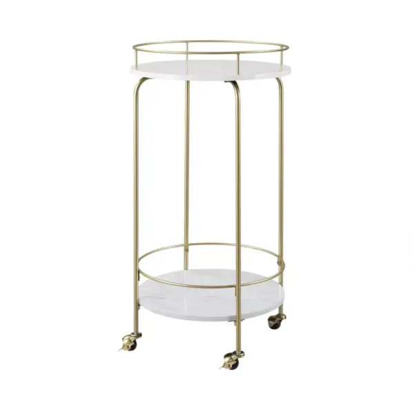 Faux Marble Modern Bar Cart White Marble - Saracina Home