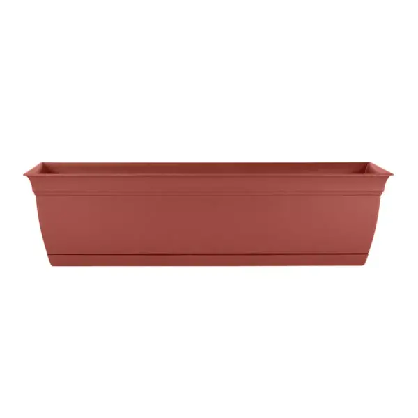 The HC Companies ECW24000E35 Indoor Outdoor 24 Inch Eclipse Series Window Herb Garden Ornamental Planter Box w/ Removable Attached Saucer, Terra Cotta