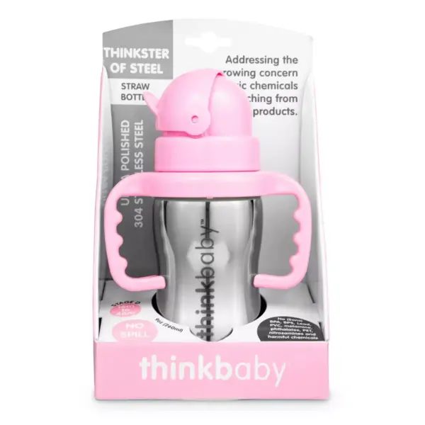 Thinkbaby Thinkster Stainless Straw Baby Bottle - Pink