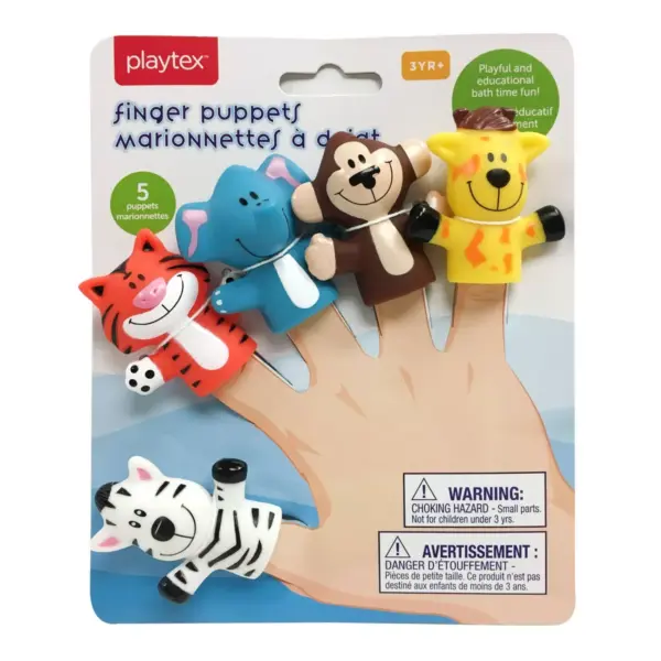 Playtex Safari Animal Bath Finger Puppets - 5pk