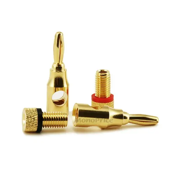 Monoprice 1 PAIR OF High-Quality Gold Plated Speaker Banana Plugs, Open Screw Type