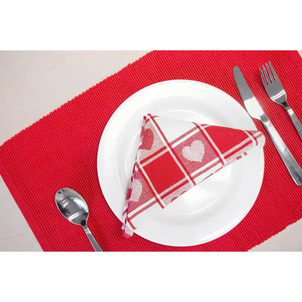 Set of 6 Ribbed Placemat Red - Design Imports