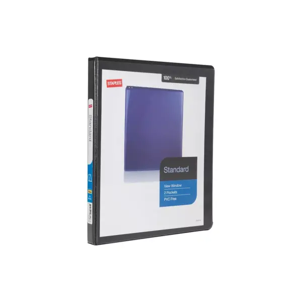 Staples Standard 1/2" 3-Ring View Binder Black (26425-CC) 82616