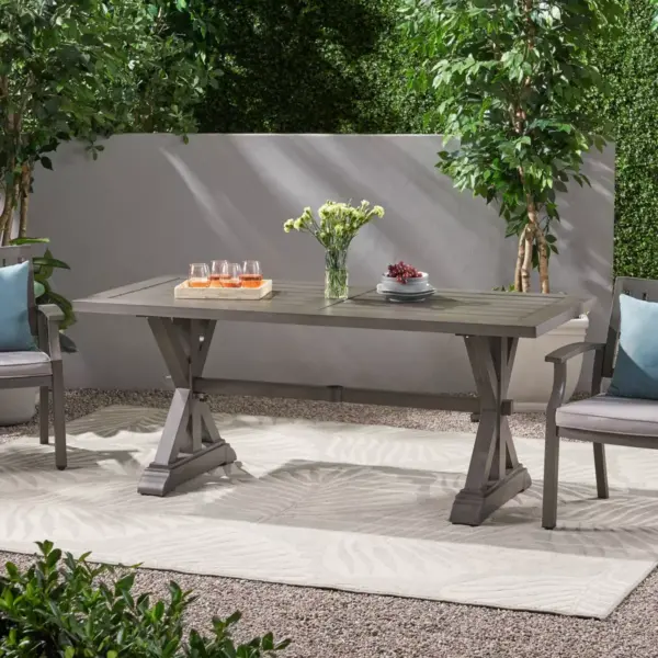 Lamphere Rectangle Aluminum Modern Dining Table  Dark Gray - Christopher Knight Home