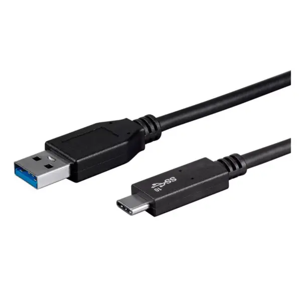 Monoprice USB & Lightning Cable - 1 Meter - Black | Essentials 3.1 USB-C to USB-A Gen 2, 3A, 10 Gbps, use with Samsung Galaxy S9 S8 Note 8, Pixel, LG