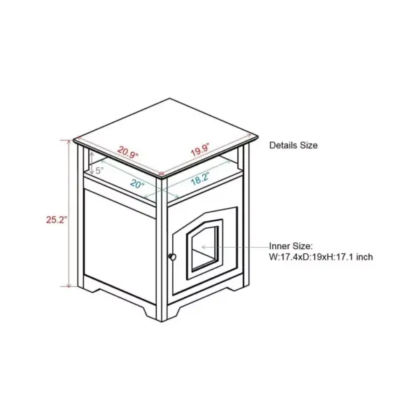 Arf Pets Designer Enclosed Cat Litter Box Furniture House with Table, Cat Washroom Hidden House Enclosure, White