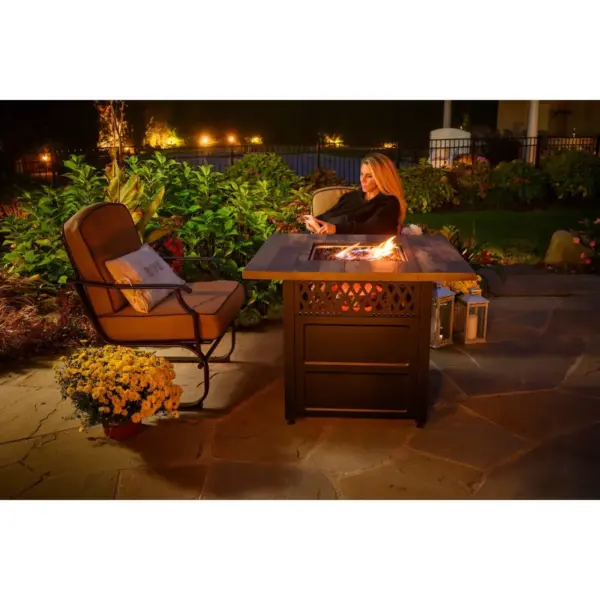 Harris Dual Heat Gas Outdoor Fire Pit/Patio Heater with Wood-Look Resin Mantel - Endless Summer