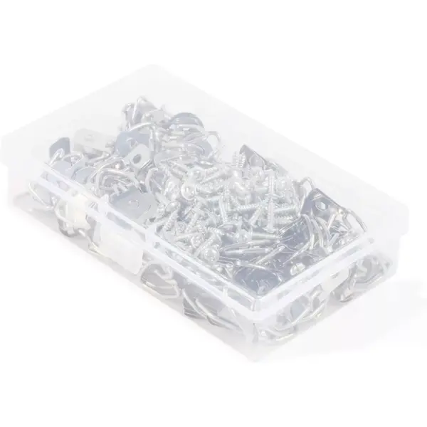 100 D Ring Picture Hangers with 100 Screws, 1 Hole (3/16 x 5/8 inch, 200 Pieces)