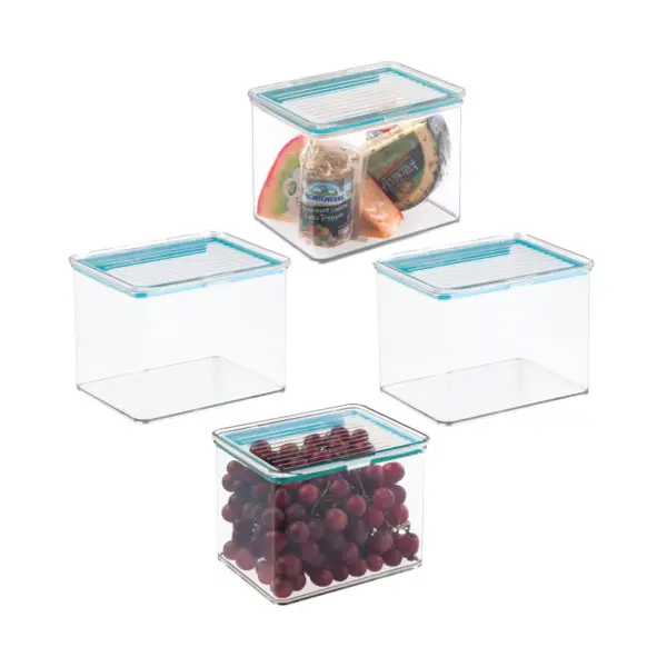 mDesign Airtight Stackable Food Storage Container, 2 Quarts, 4 Pack - Clear