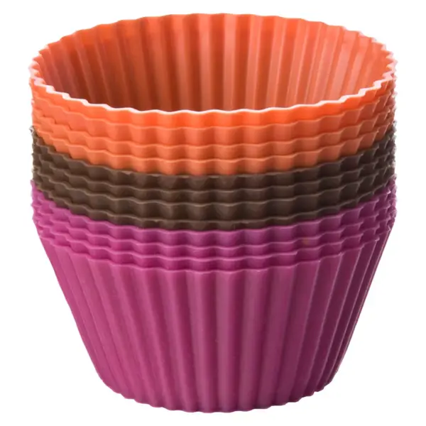 Chicago Metallic Baking Cups 12 Piece Silicone Orange/ Brown Fuchsia