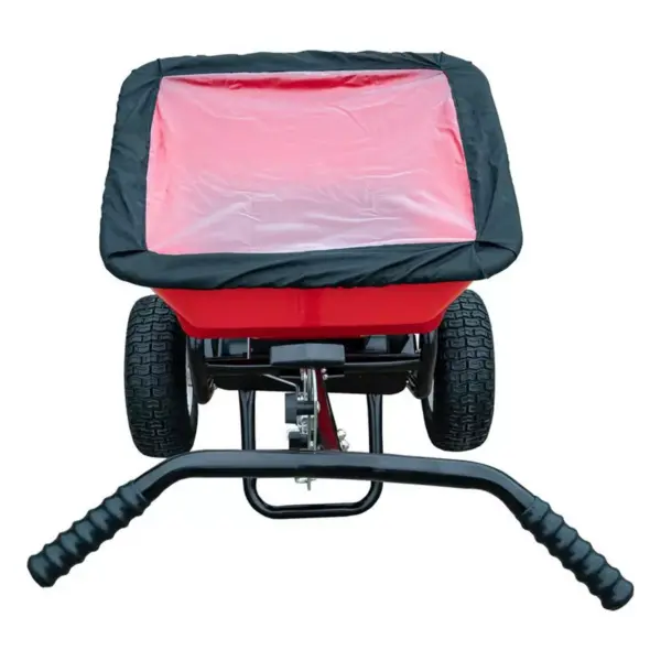 Buyers Products 100 Pound Capacity 1.67 Cubic Feet Groundskeeper Walk Behind Seed, Salt, and Fertilizer Spreader with Hopper Screen & Rain Cover, Red