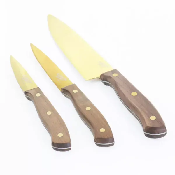 Gibson Home Alaniz 3 Piece Titanium-Plated Cutlery Set in Gold