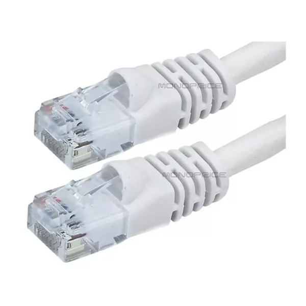 Monoprice Cat5e Ethernet Patch Cable - 3 Feet - White | Network Internet Cord - RJ45, Stranded, 350Mhz, UTP, Pure Bare Copper Wire, 24AWG