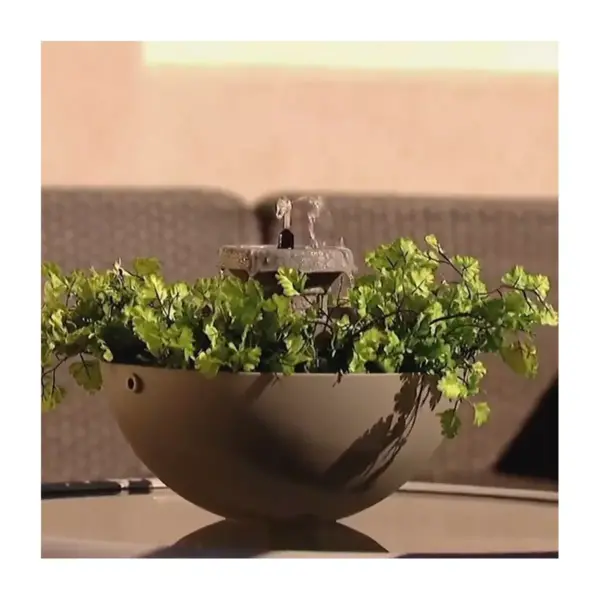 8" 3-in-1 Polyresin Fountain Planter and Bird Feeder Taupe - Bernini