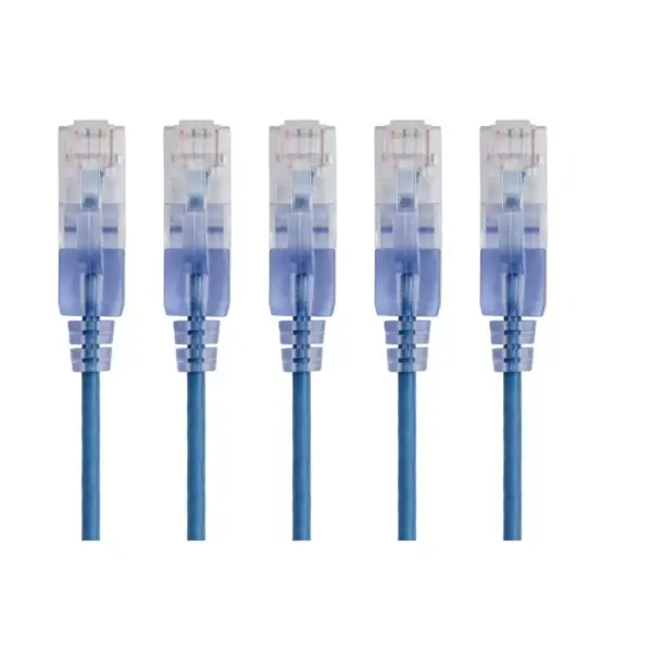 Monoprice Cat6A Ethernet Patch Cable - 7 Feet - Blue | Network Internet Cord - RJ45, 550Mhz, UTP, Pure Bare Copper Wire, 10G, 30AWG, 5-Pack - SlimRun