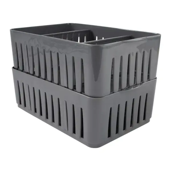 Simplify Stackable Organizer Bin with Adjustable Dividers Gray