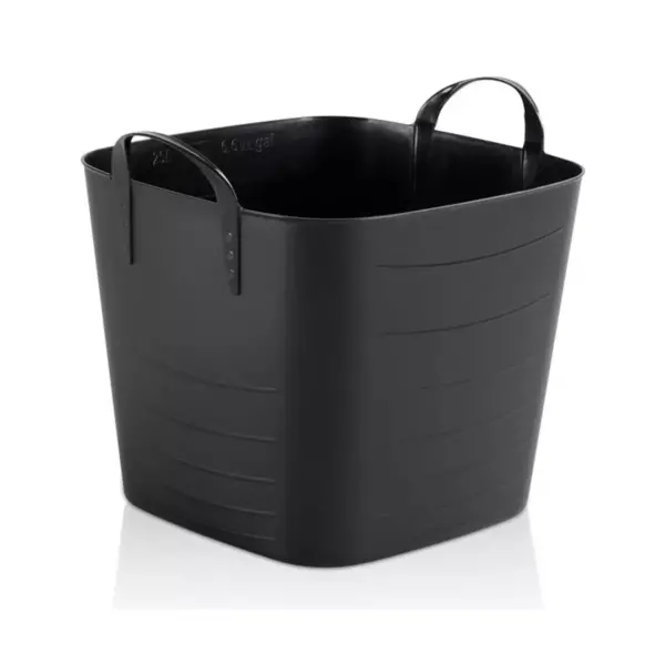 Life Story Flexible Tub Basket 25 Liter/6.6 Gallon Plastic Multifunction Storage Tote Bin with Handles, Black (6 Pack)