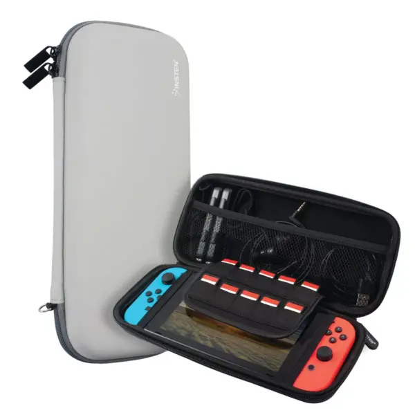 Insten For Nintendo Switch Carry Case - Protective Hard Shell, Portable Travel Zipper Pouch - Gray