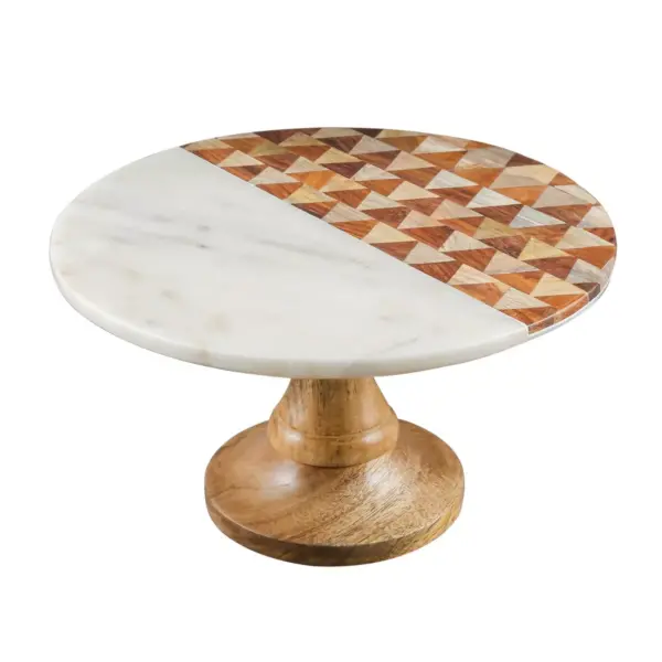 Thirstystone 12" Marble and Wood Cake Stand