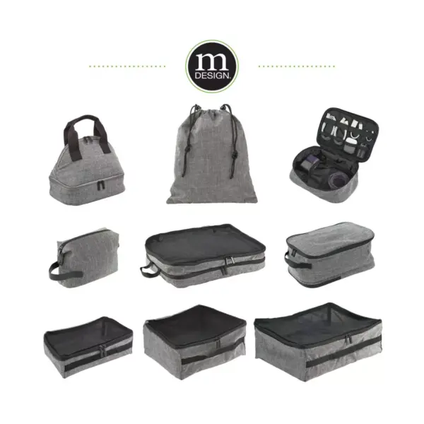 mDesign Fabric Travel Shoe Bag Organizer  - Gray