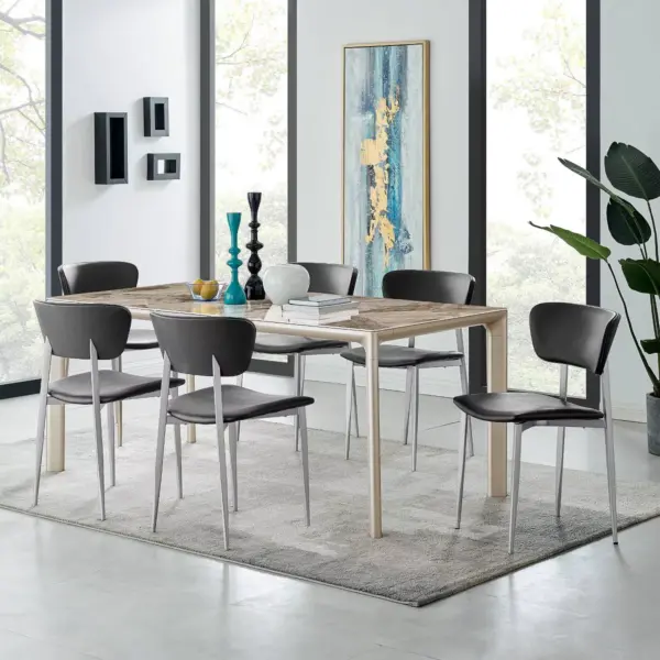 7pc Otello and Tori Rectangular Dining Set Black - Armen Living